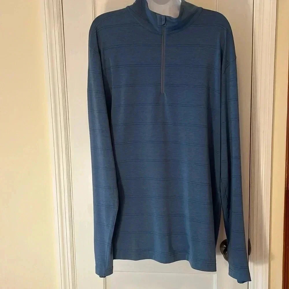 PrAna 1/4 Zip Pullover Stretch Pullover Men’s XL‎ Blue Watchtower Long Sports